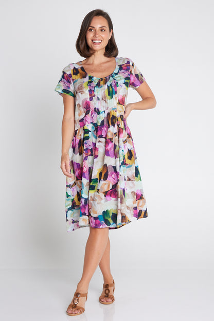 Emery Dress - Pastel Floral Painting