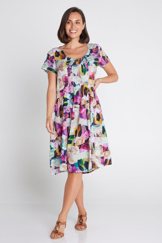 Emery Dress - Pastel Floral Painting