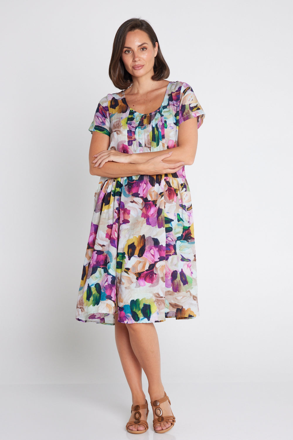 Emery Dress - Pastel Floral Painting