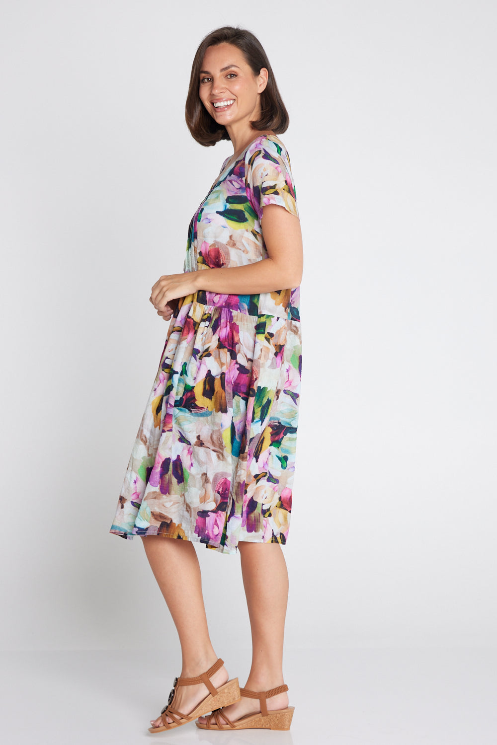 Emery Dress - Pastel Floral Painting