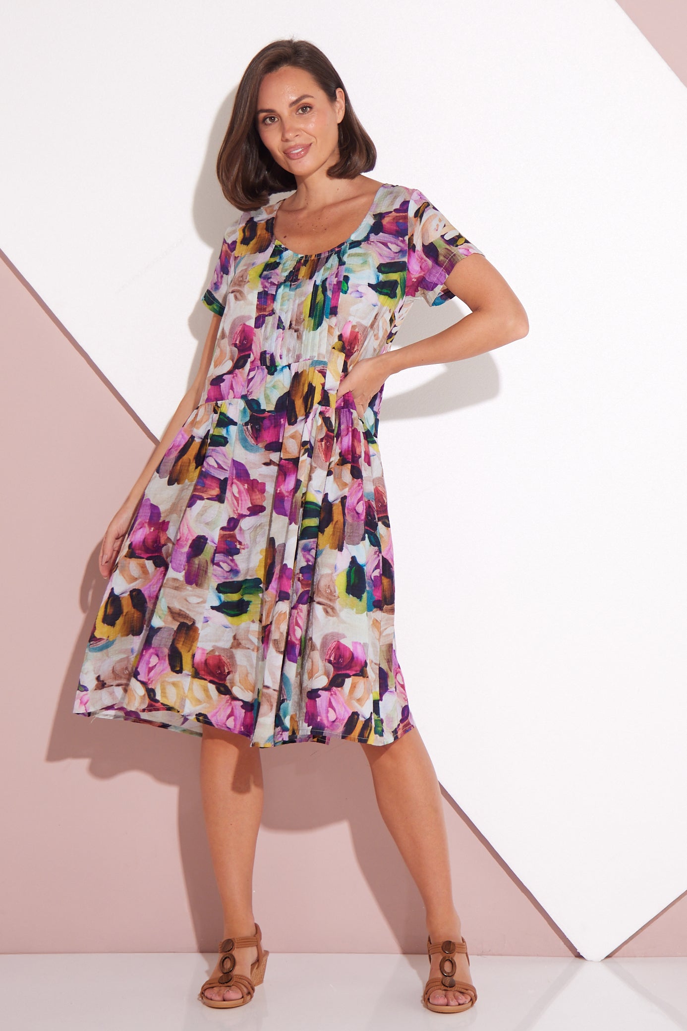 Emery Dress - Pastel Floral Painting