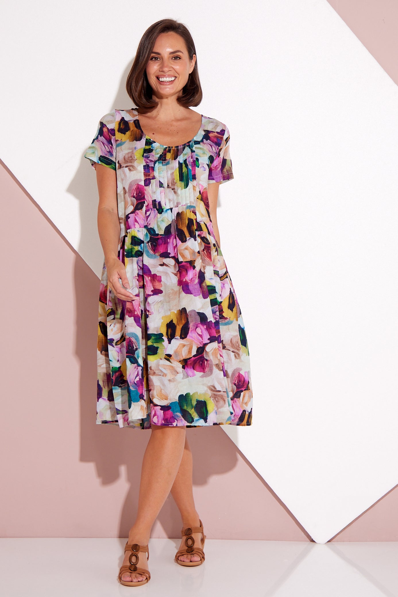 Emery Dress - Pastel Floral Painting