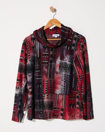 Erica Burnout Top - Burgundy Multi