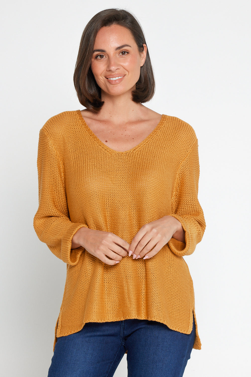 Emmy Cotton Knit Jumper - Mustard