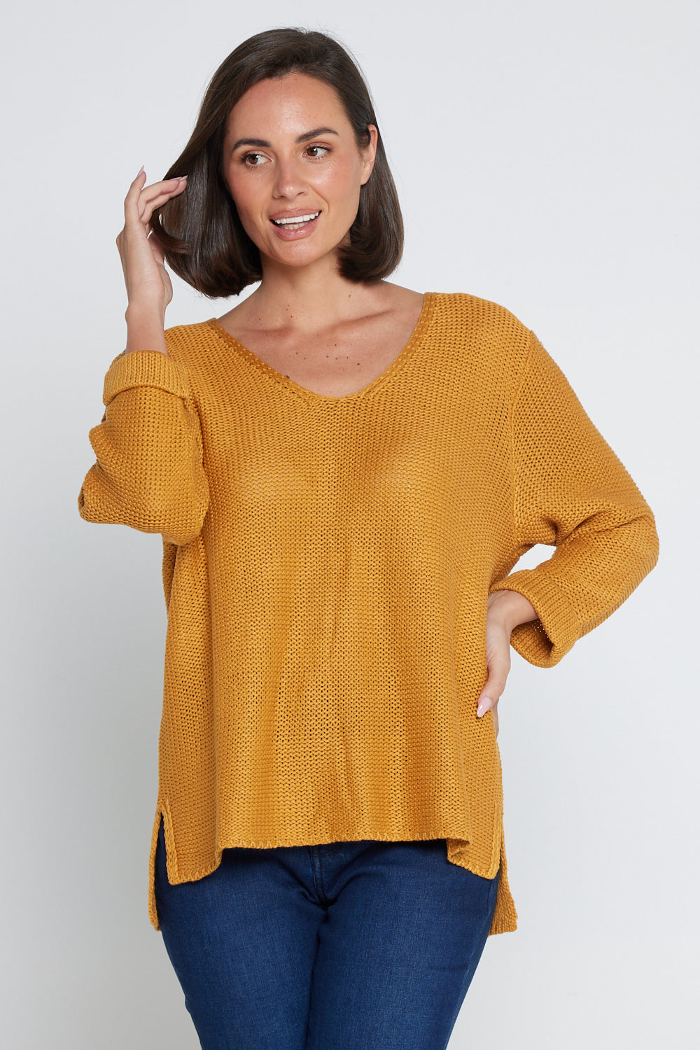 Emmy Cotton Knit Jumper Mustard TULIO Fashion