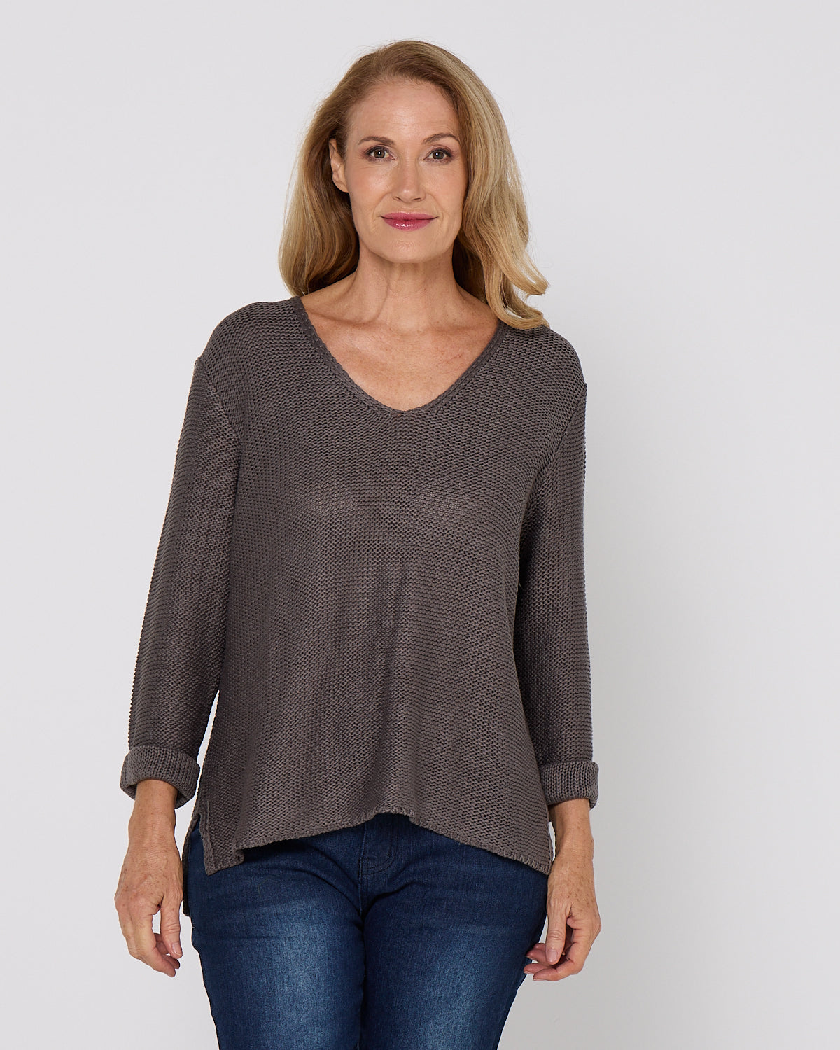 Emmy Cotton Knit Jumper - Charcoal