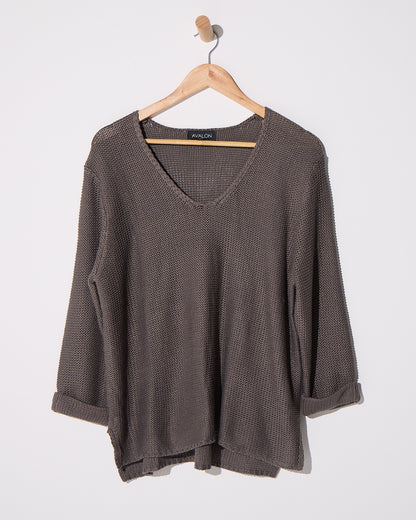 Emmy Cotton Knit Jumper - Charcoal