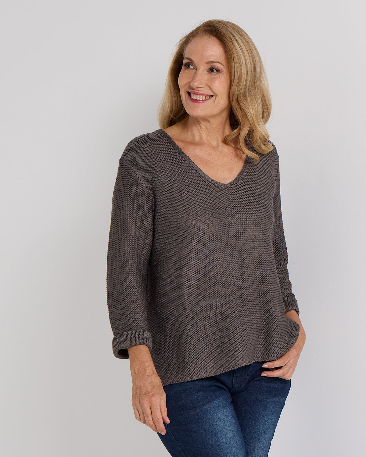 Emmy Cotton Knit Jumper - Charcoal