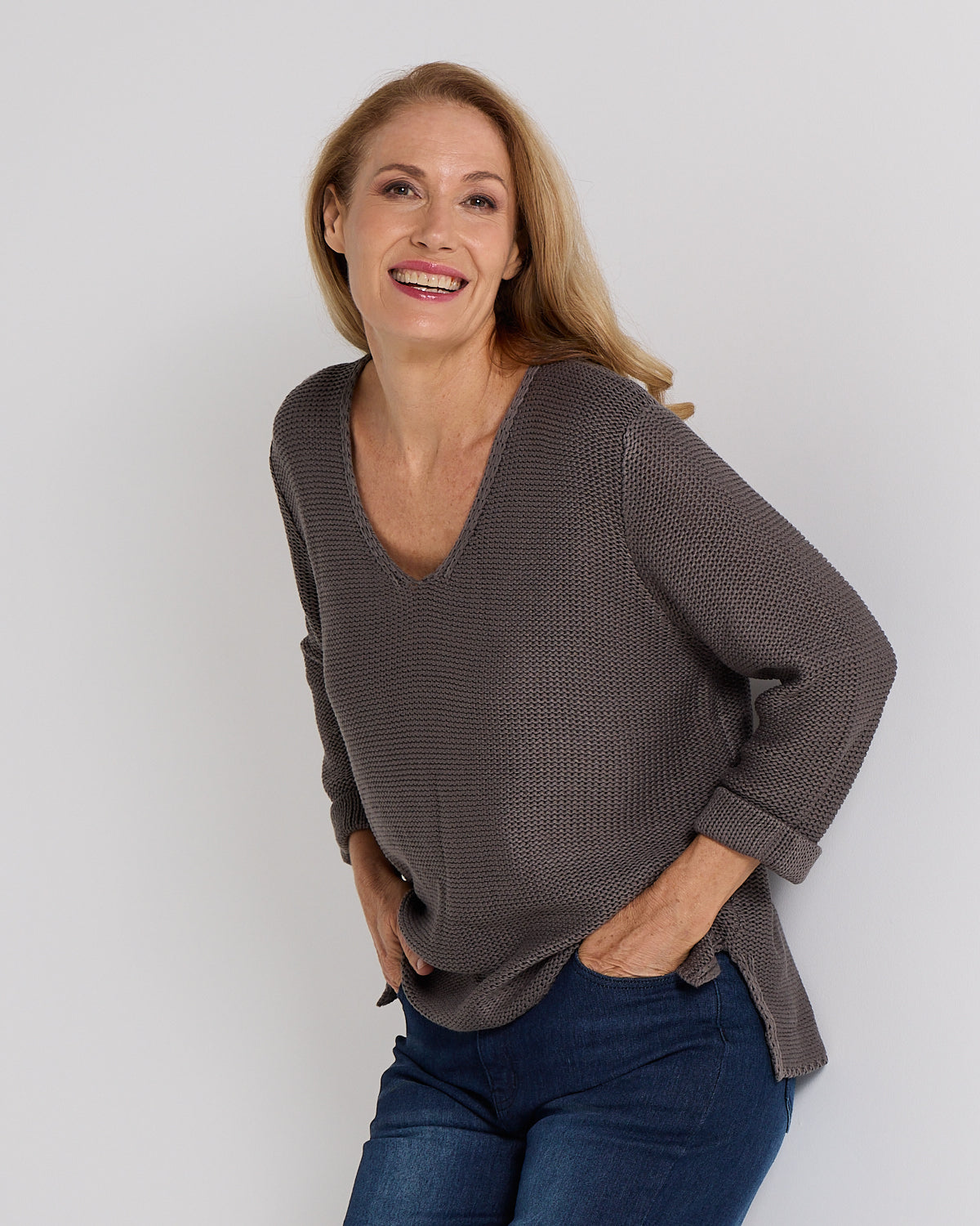 Emmy Cotton Knit Jumper - Charcoal