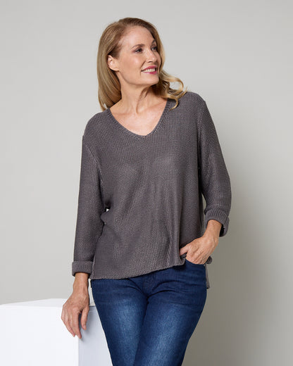 Emmy Cotton Knit Jumper - Charcoal