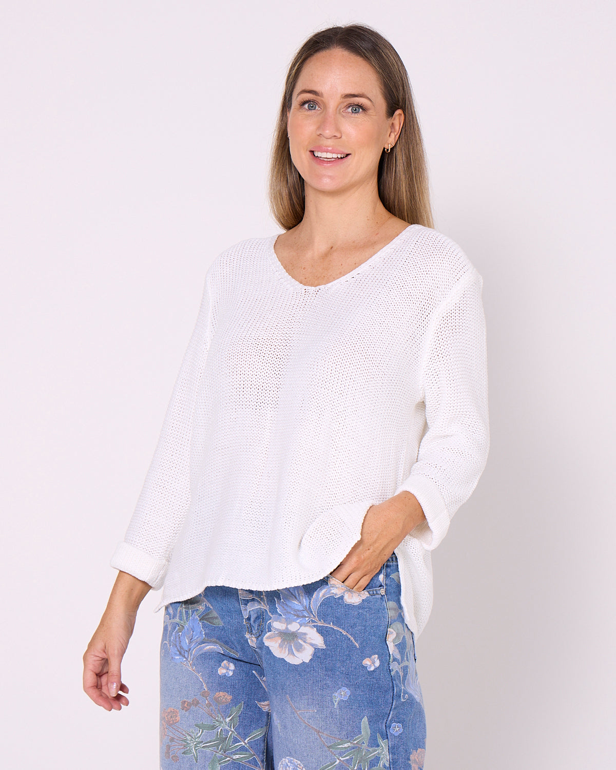 Emmy Cotton Knit Jumper - White