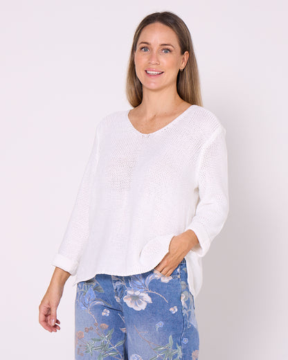 Emmy Cotton Knit Jumper - White