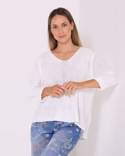 Emmy Cotton Knit Jumper - White