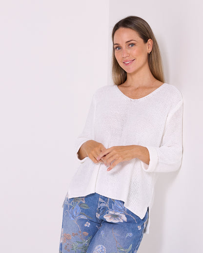 Emmy Cotton Knit Jumper - White
