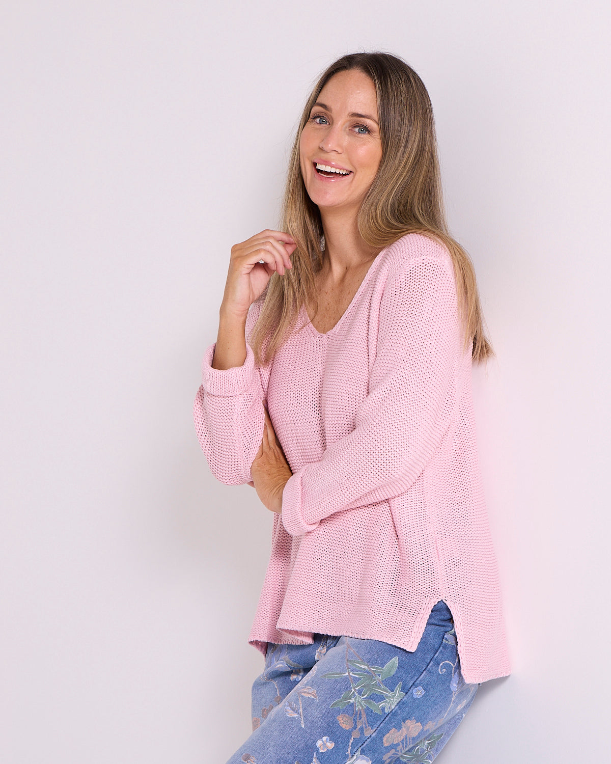 Emmy Cotton Knit Jumper - Pink