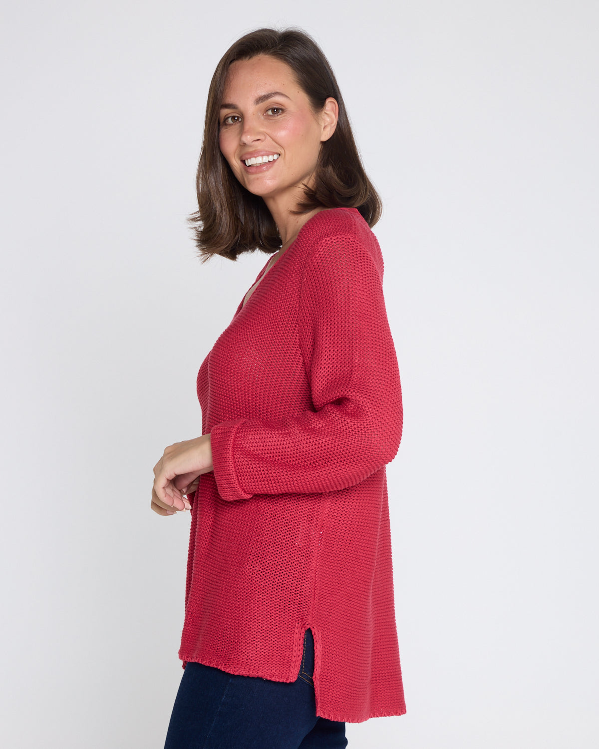 Emmy Cotton Knit Jumper - Cherry Red