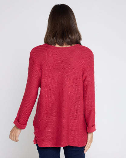 Emmy Cotton Knit Jumper - Cherry Red