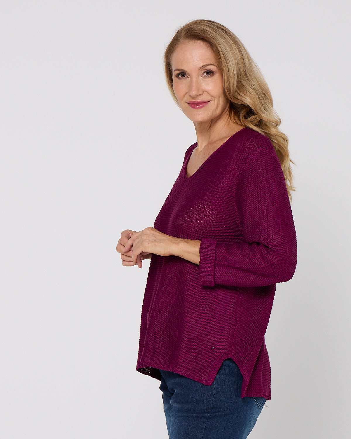 Emmy Cotton Knit Jumper - Plum