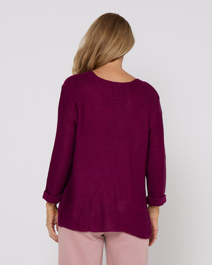 Emmy Cotton Knit Jumper - Plum