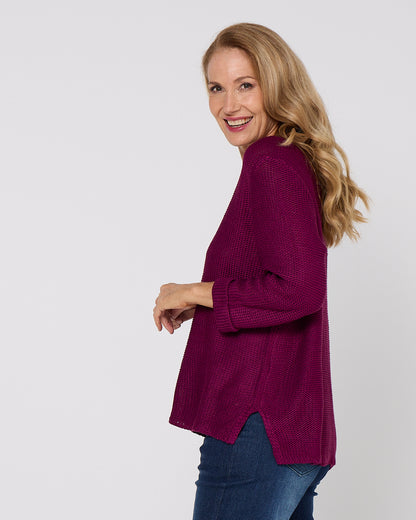 Emmy Cotton Knit Jumper - Plum