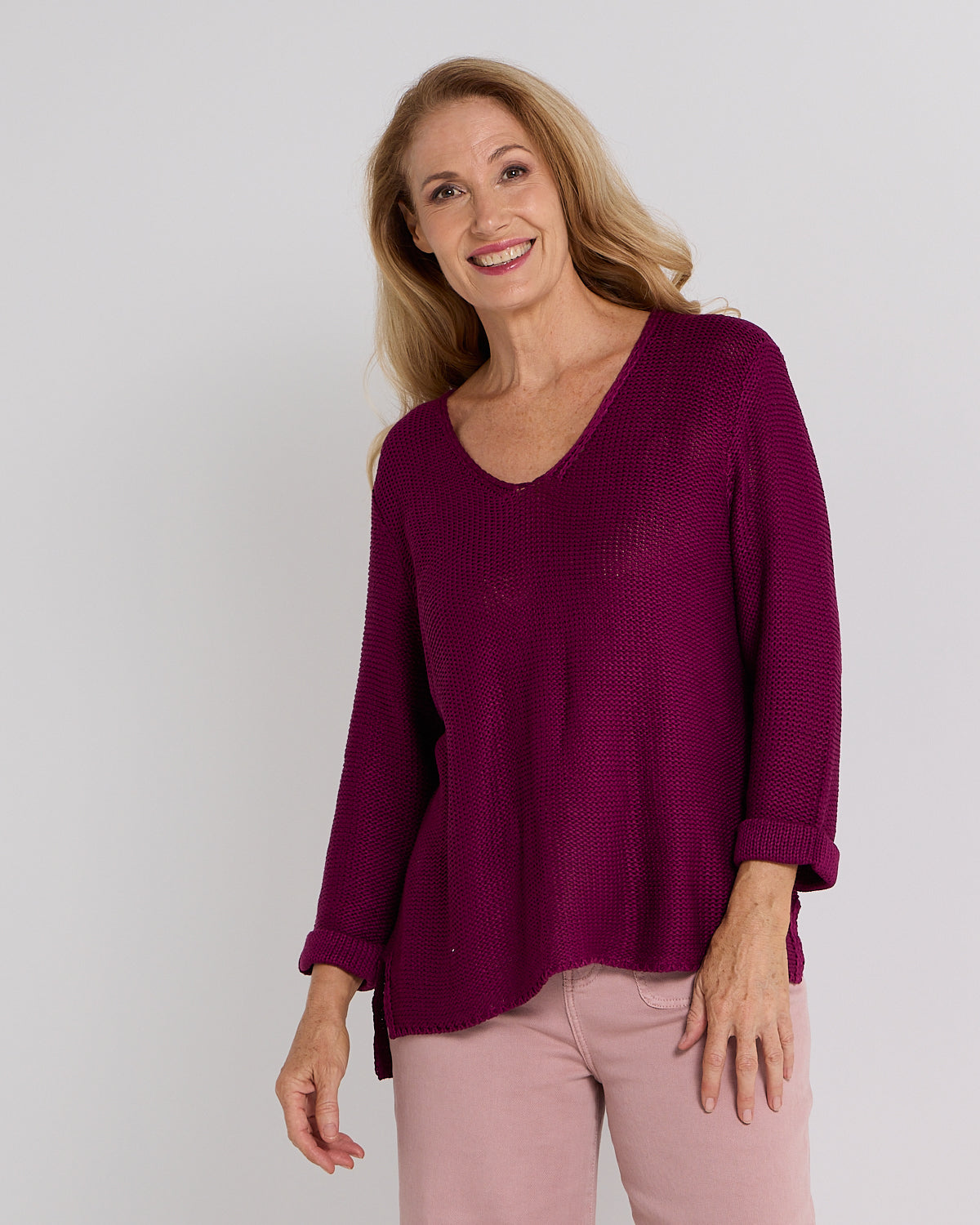 Emmy Cotton Knit Jumper - Plum