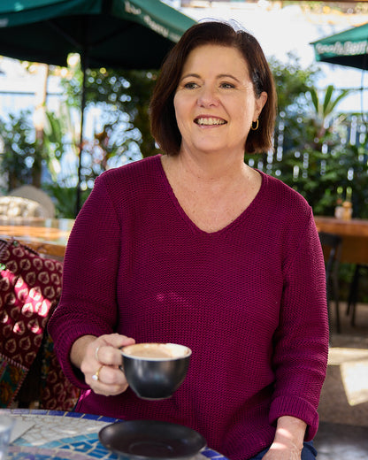 Emmy Cotton Knit Jumper - Plum