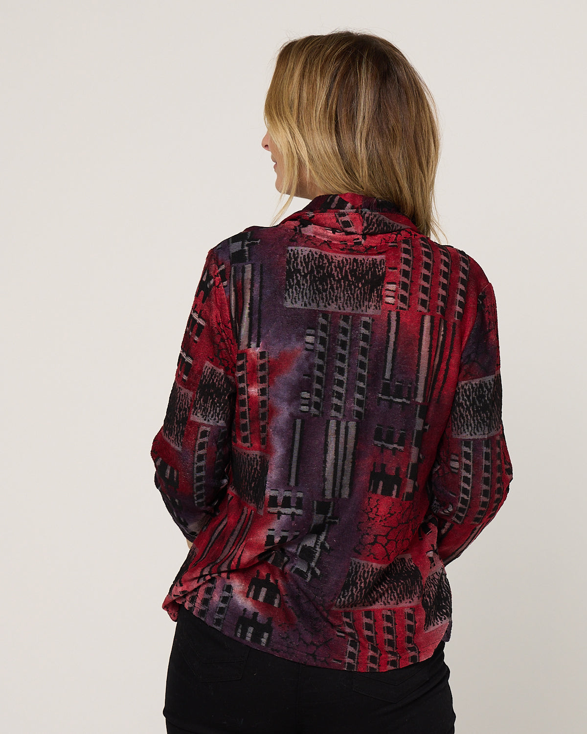 Erica Burnout Top - Burgundy Multi