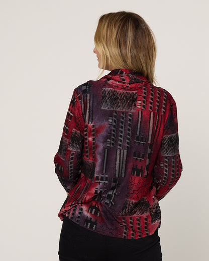 Erica Burnout Top - Burgundy Multi