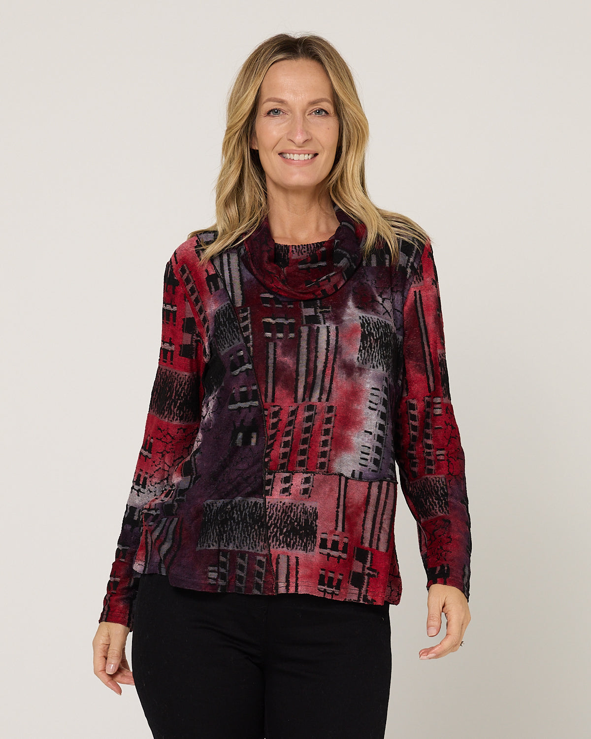 Erica Burnout Top - Burgundy Multi