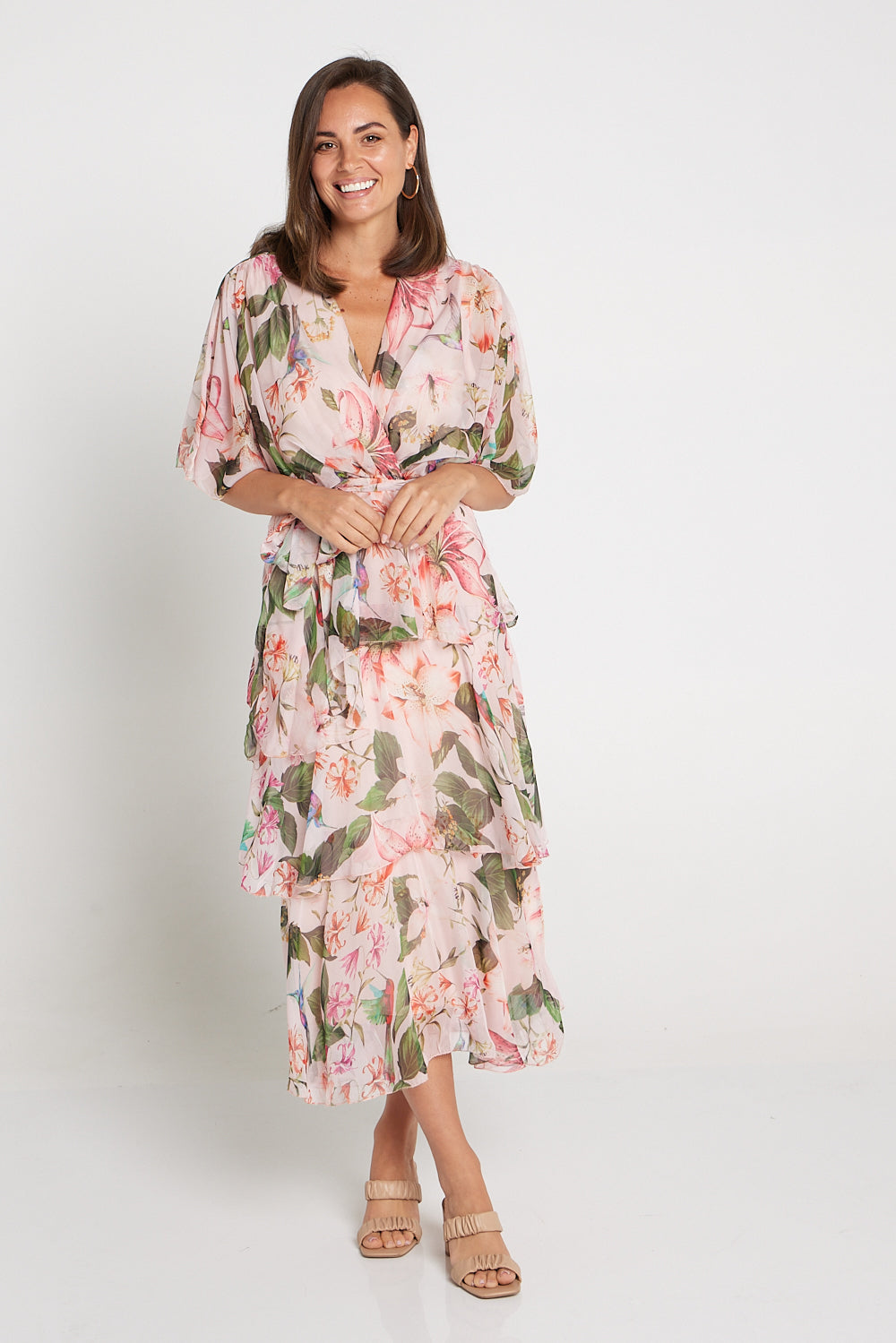 Natalia Chiffon Dress - Pink Tropical Floral – TULIO Fashion