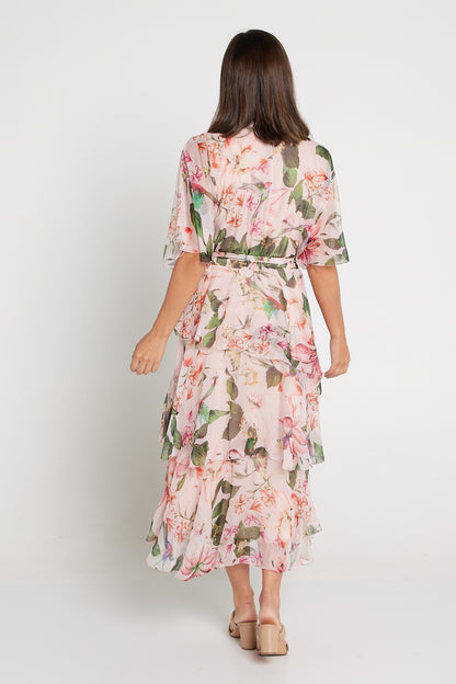 Estelle Chiffon Dress - Peach Floral