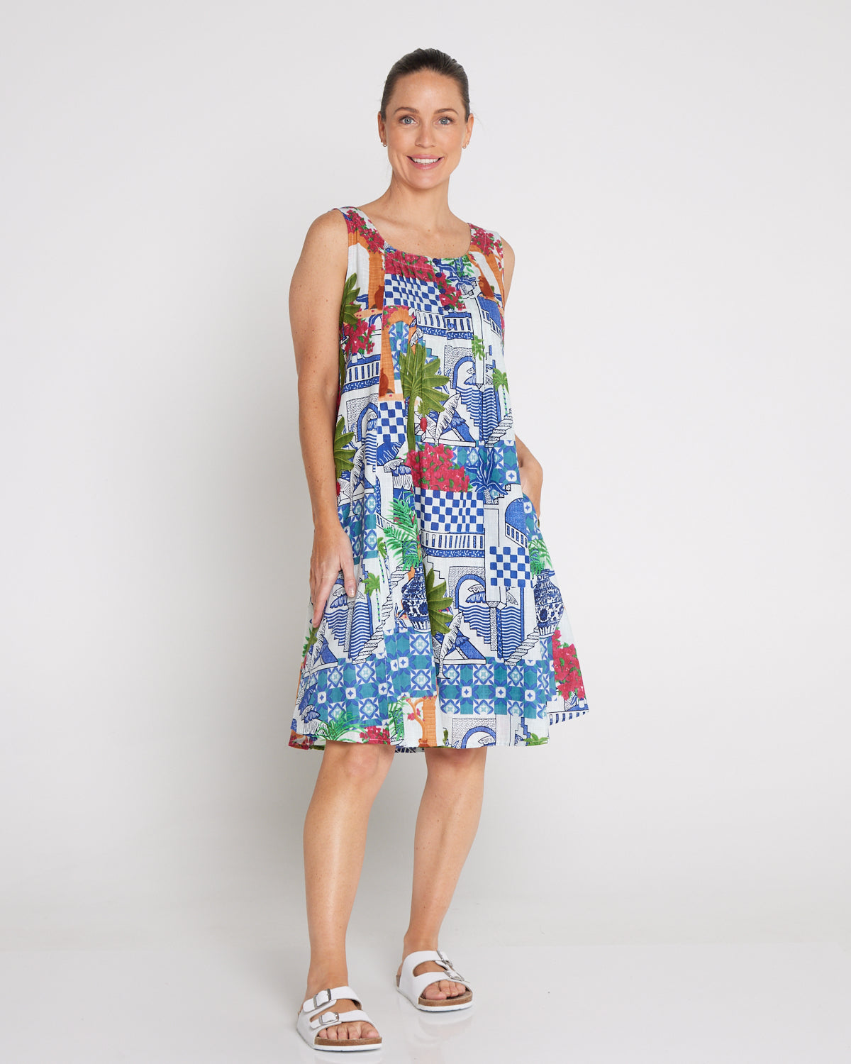 Estelle Crew Dress - Greek Island Blue