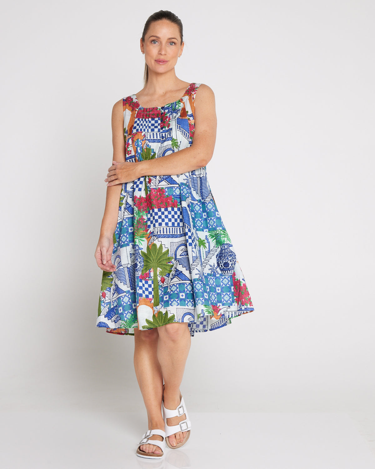Estelle Crew Dress - Greek Island Blue