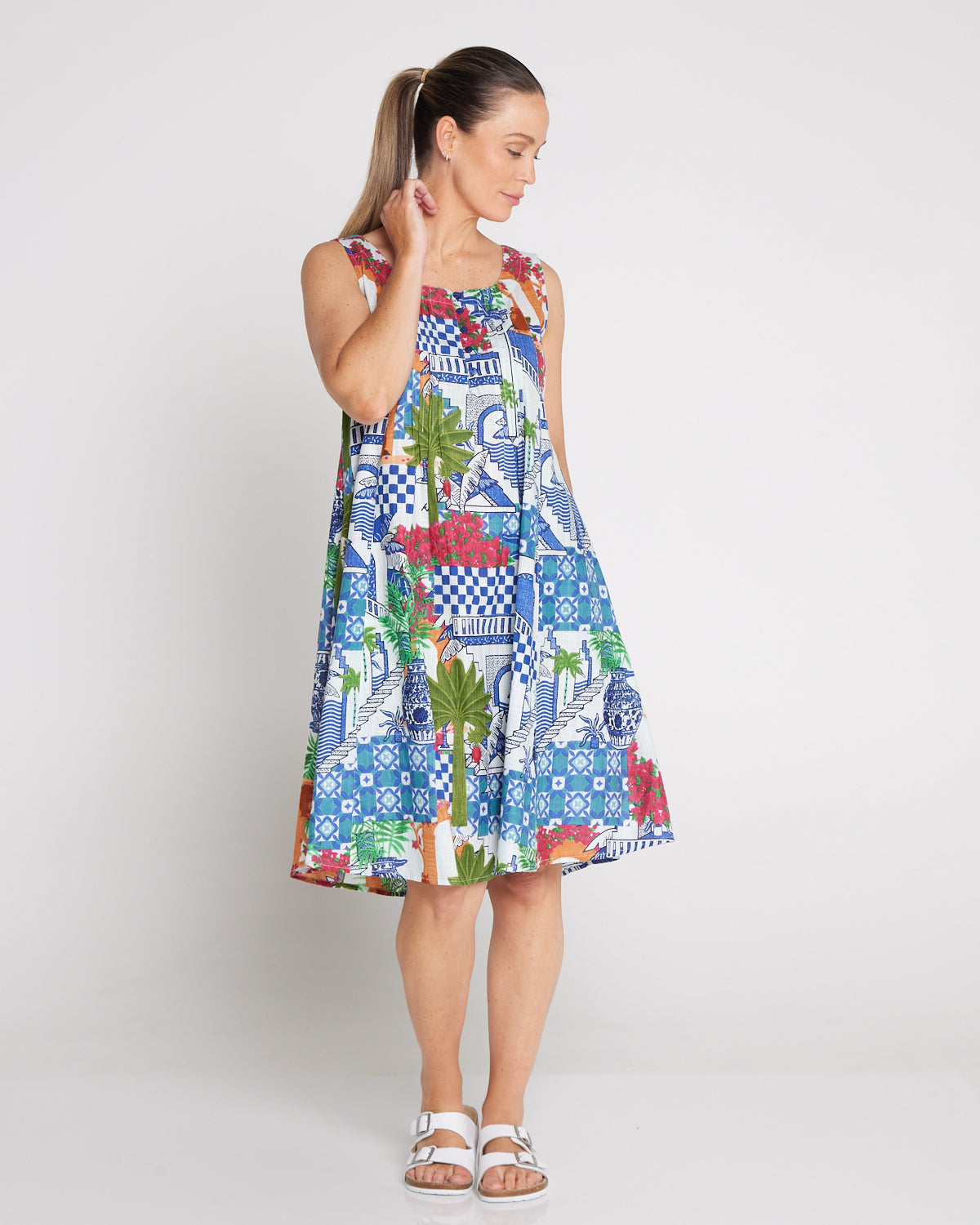Estelle Crew Dress - Greek Island Blue