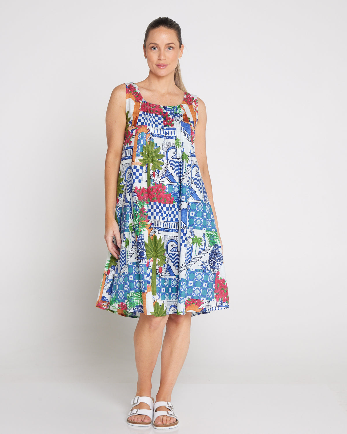 Estelle Crew Dress - Greek Island Blue