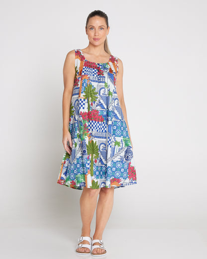 Estelle Crew Dress - Greek Island Blue