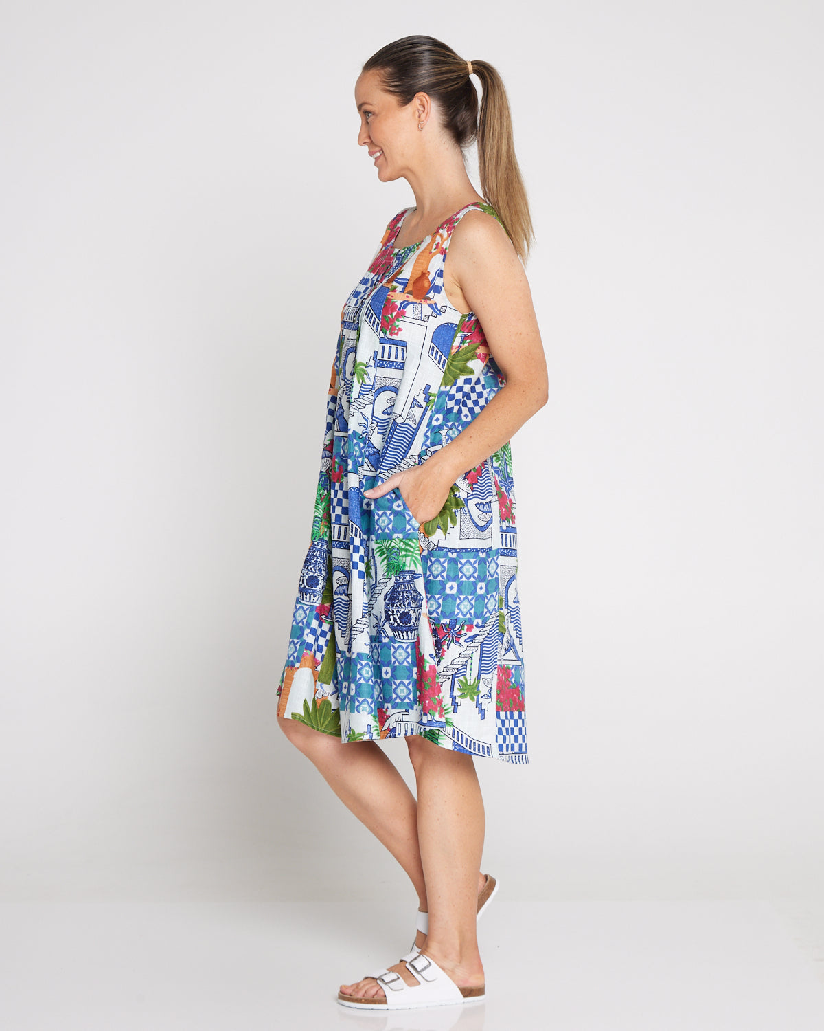 Estelle Crew Dress - Greek Island Blue