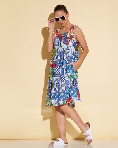 Estelle Crew Dress - Greek Island Blue