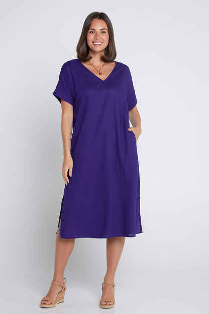 Esiteri Linen Dress - Purple