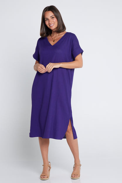 Esiteri Linen Dress - Purple