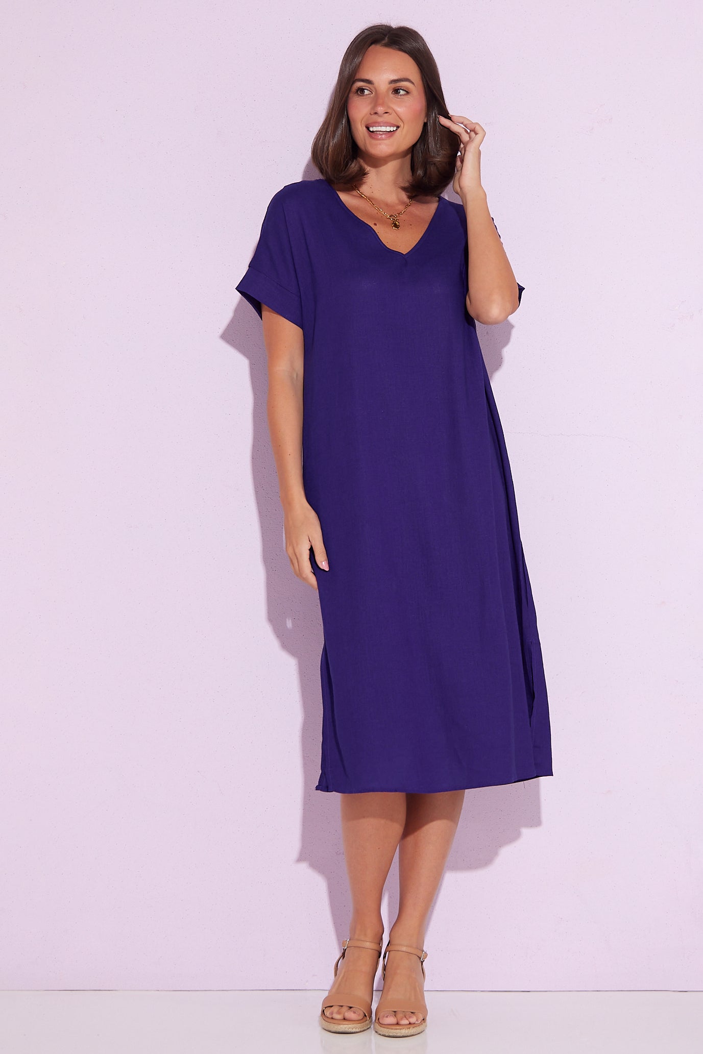 Esiteri Linen Dress - Purple