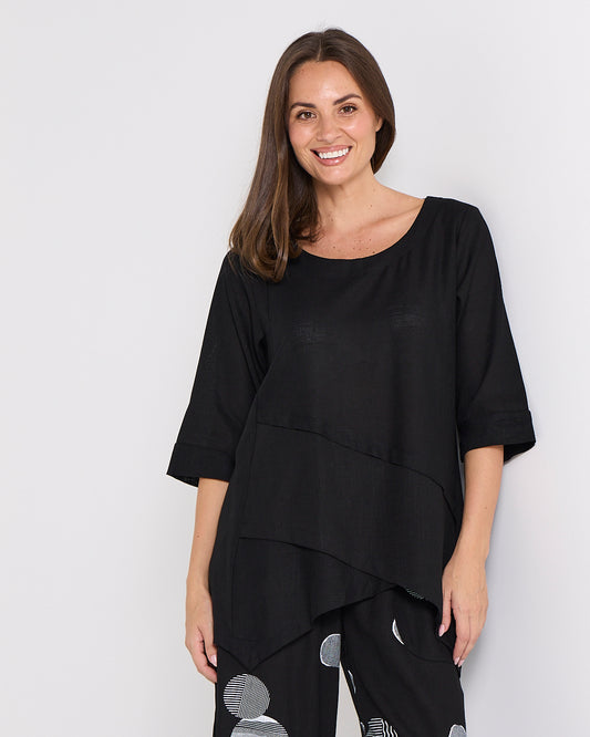 Esther Linen Top - Black