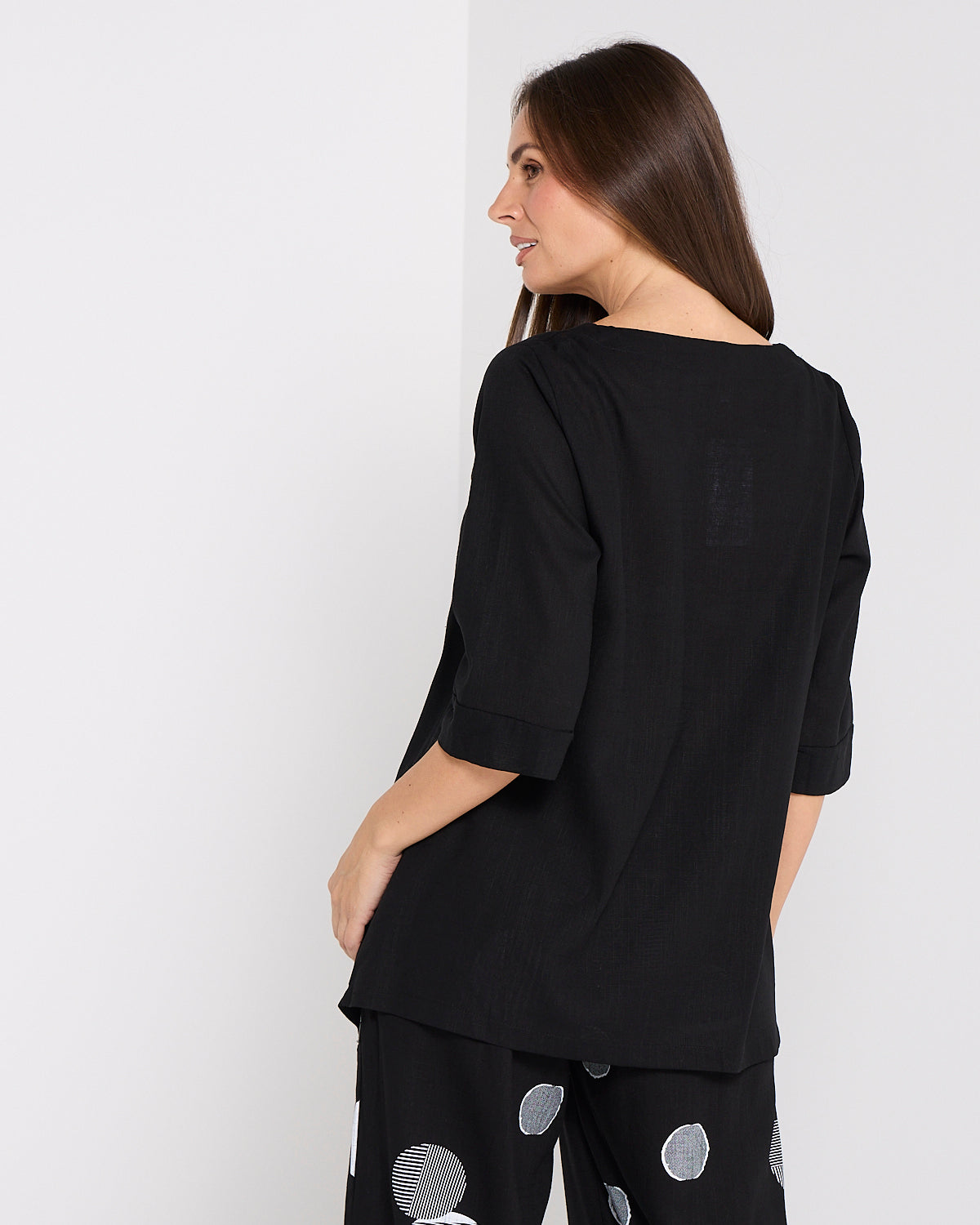 Esther Linen Top - Black