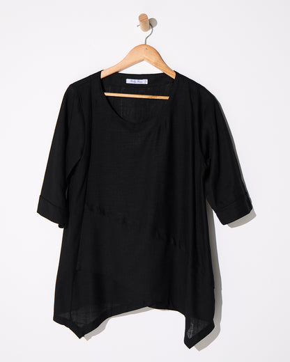 Esther Linen Top - Black