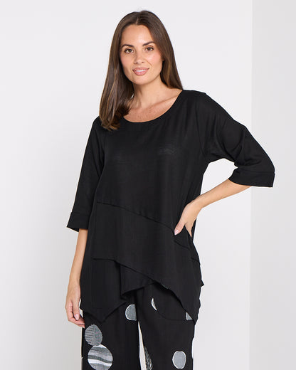 Esther Linen Top - Black