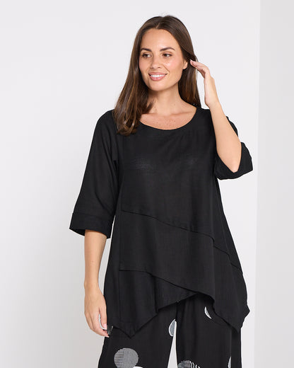 Esther Linen Top - Black