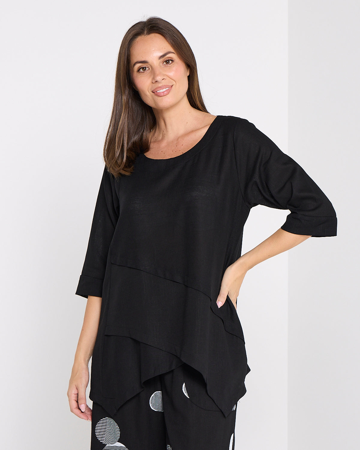 Esther Linen Top - Black