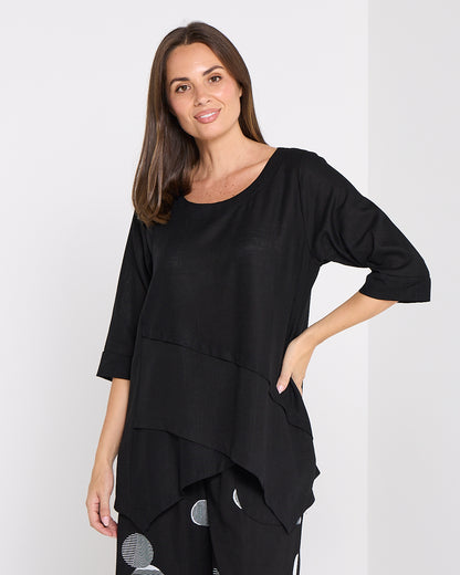 Esther Linen Top - Black