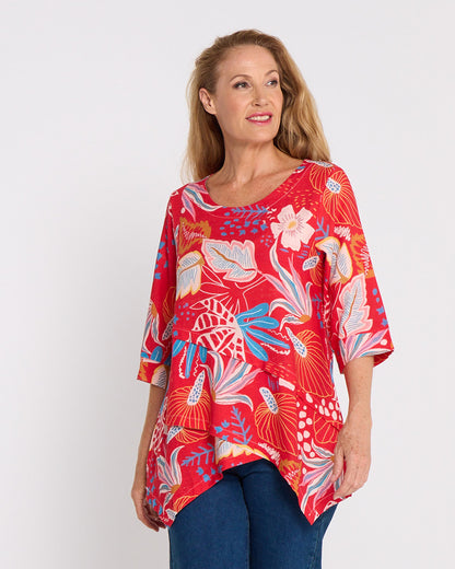 Esther Linen Top - Scarlet Botanica