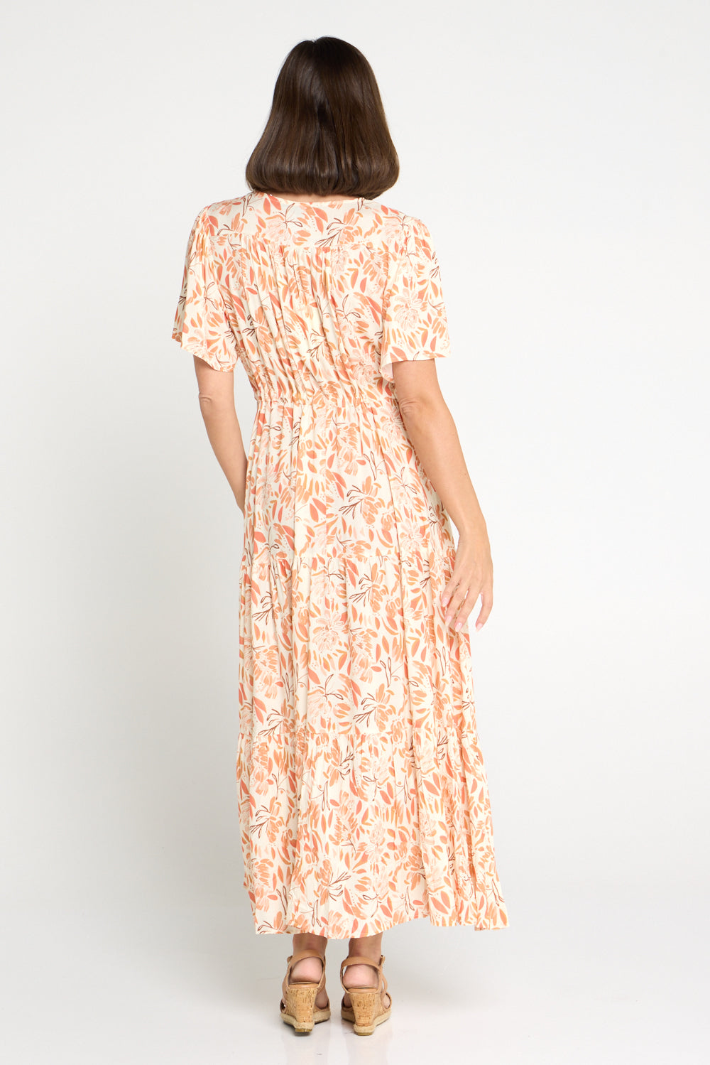 Evelyn Dress - Peach/Cocoa Floral